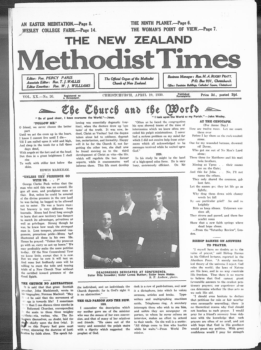 The New Zealand Methodist Times: 19th April 1930