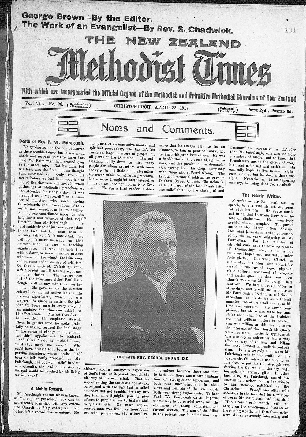 The New Zealand Methodist Times: 28th April 1917