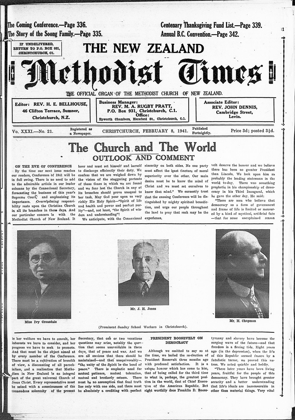 The New Zealand Methodist Times: 8th February 1941