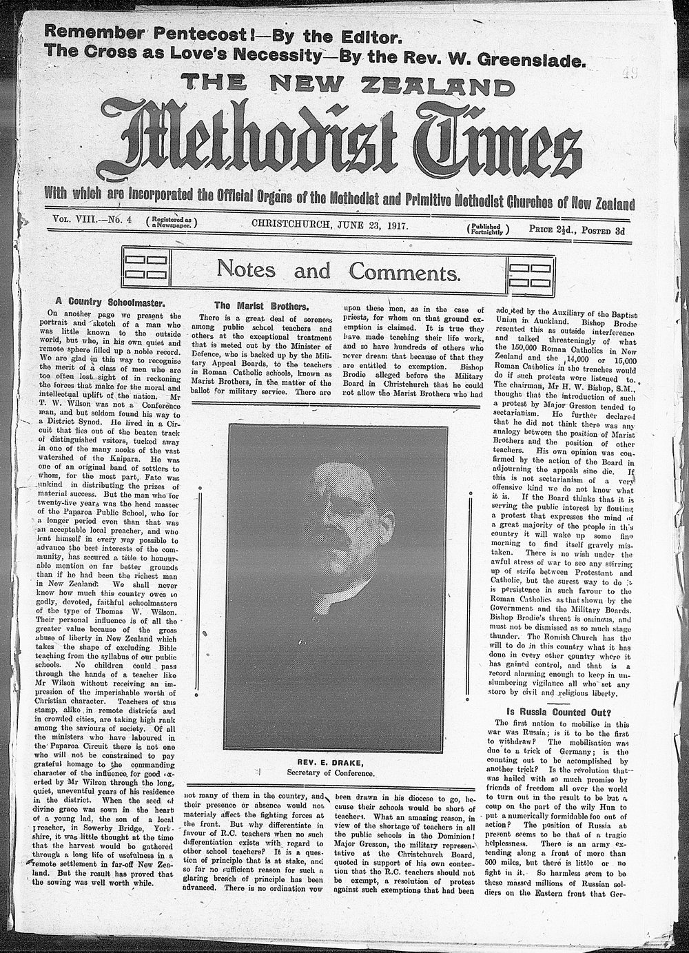 The New Zealand Methodist Times: 23rd June 1917