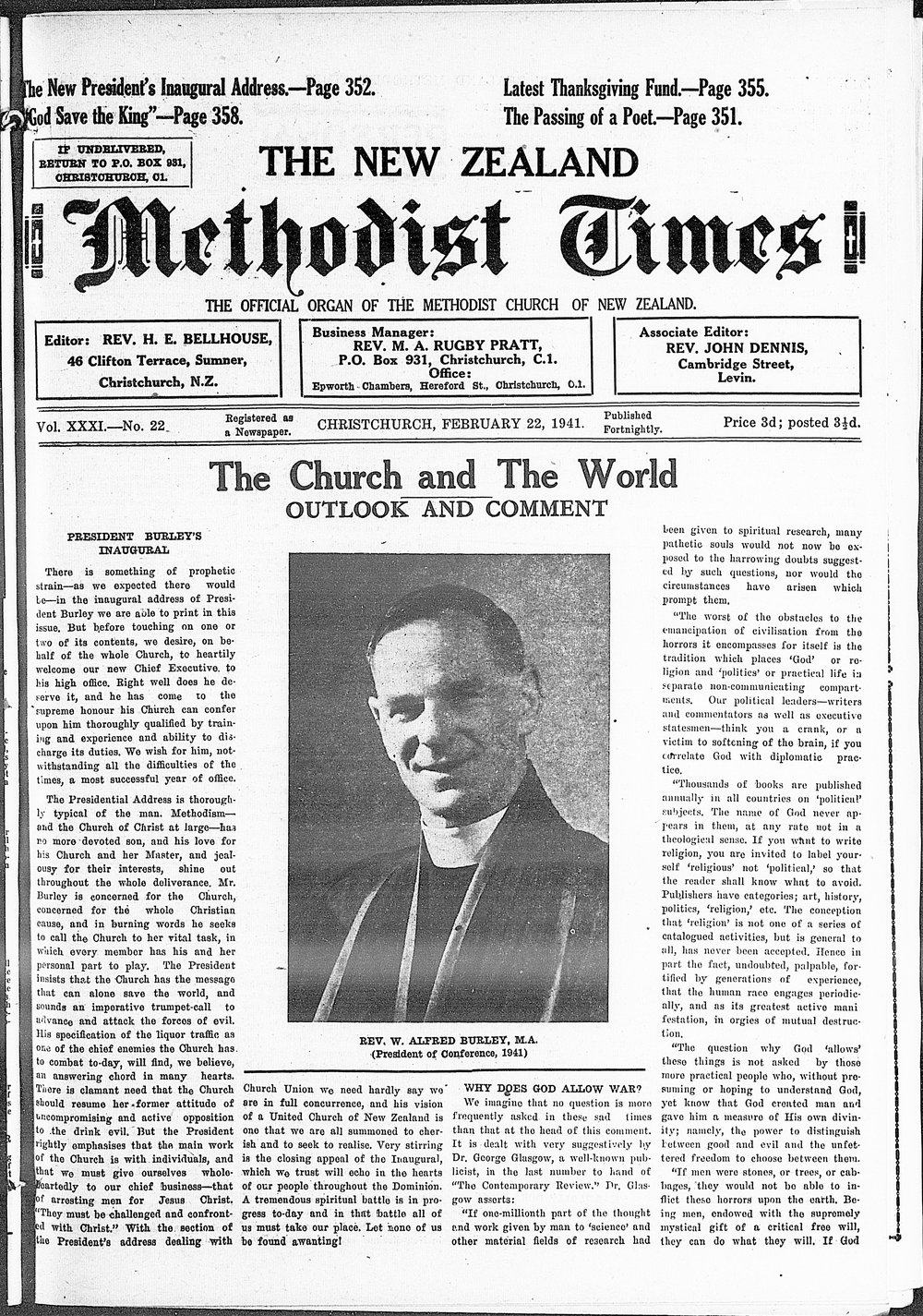 The New Zealand Methodist Times: 22nd February 1941
