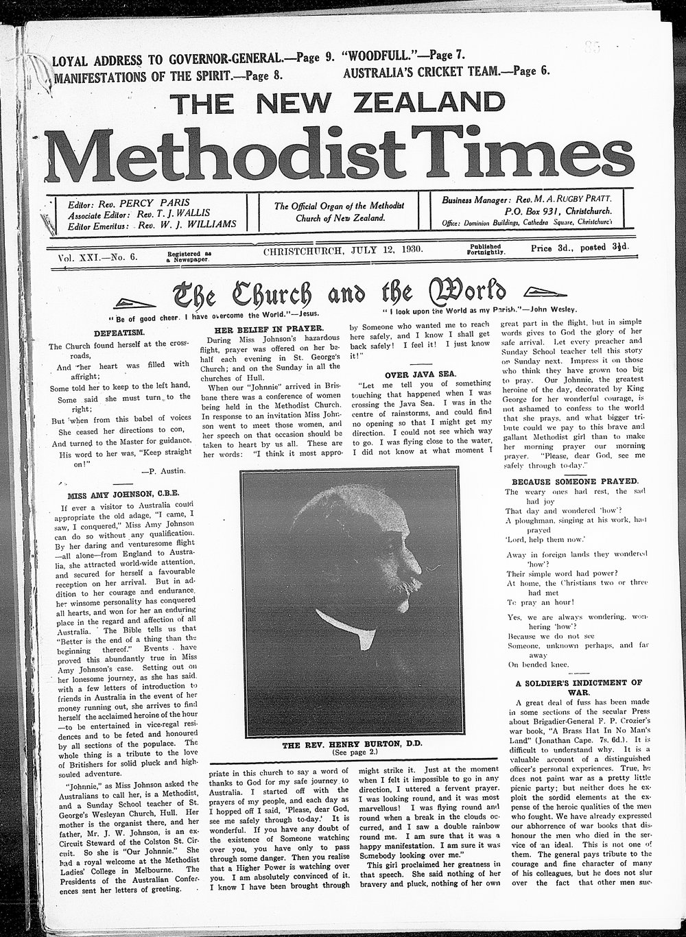 The New Zealand Methodist Times: 12th July 1930
