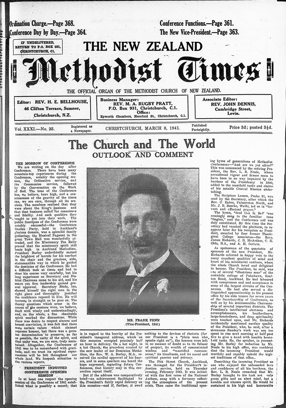 The New Zealand Methodist Times: 8th March 1941