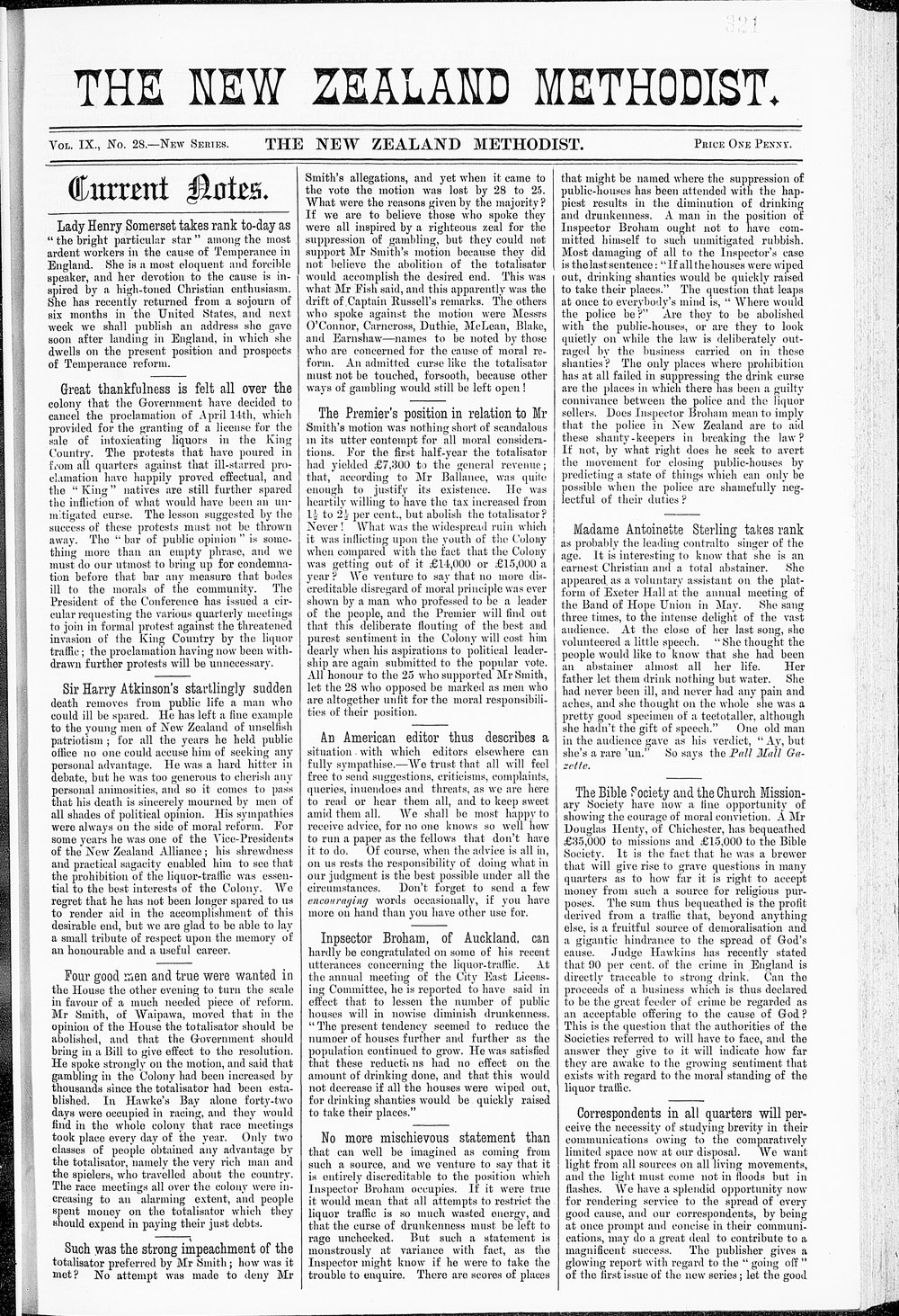 The New Zealand Methodist Times: 9th July 1892