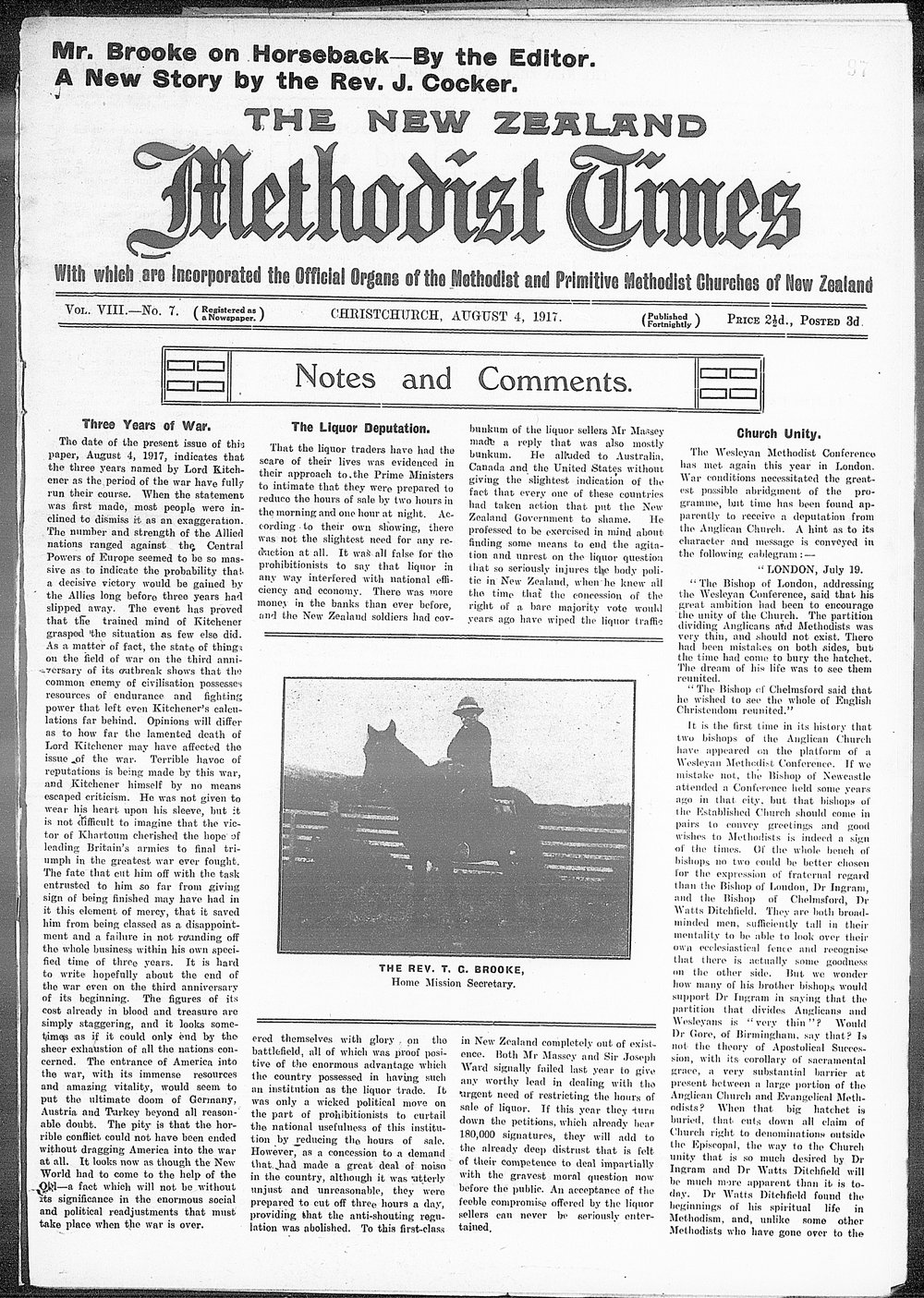 The New Zealand Methodist Times: 4th August 1917