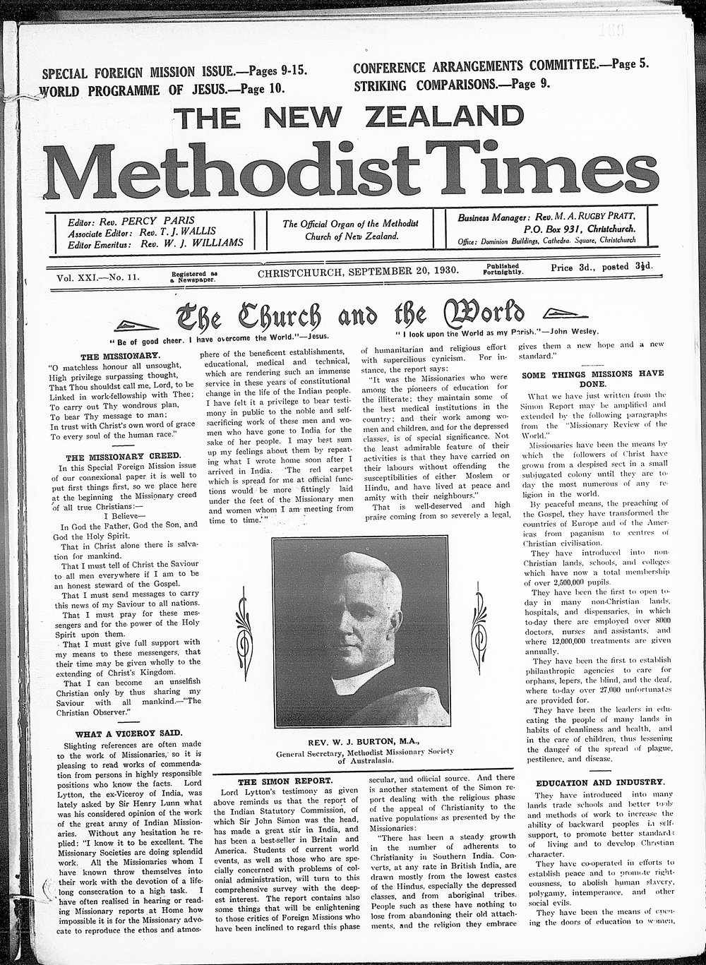 The New Zealand Methodist Times: 20th September 1930