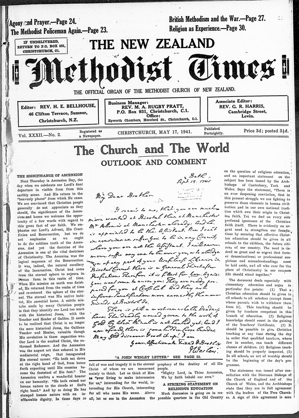 The New Zealand Methodist Times: 17th May 1941