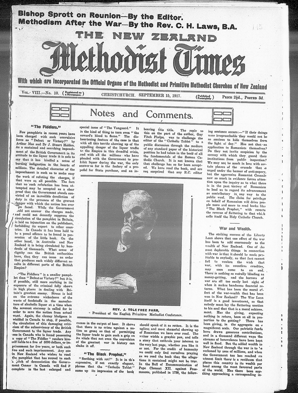 The New Zealand Methodist Times: 15th September 1917