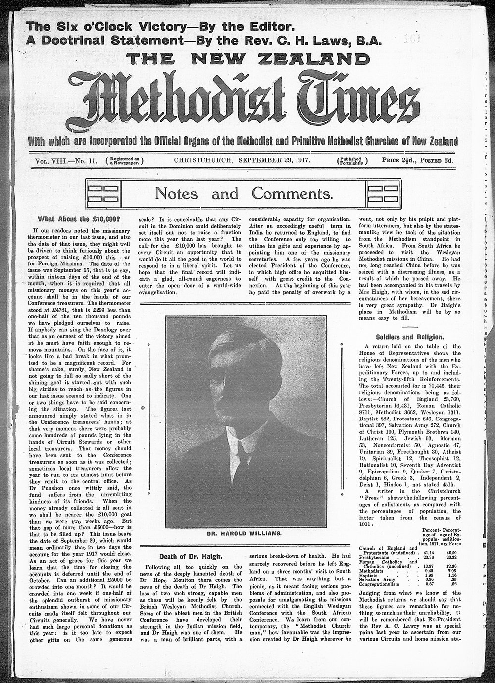 The New Zealand Methodist Times: 29th September 1917