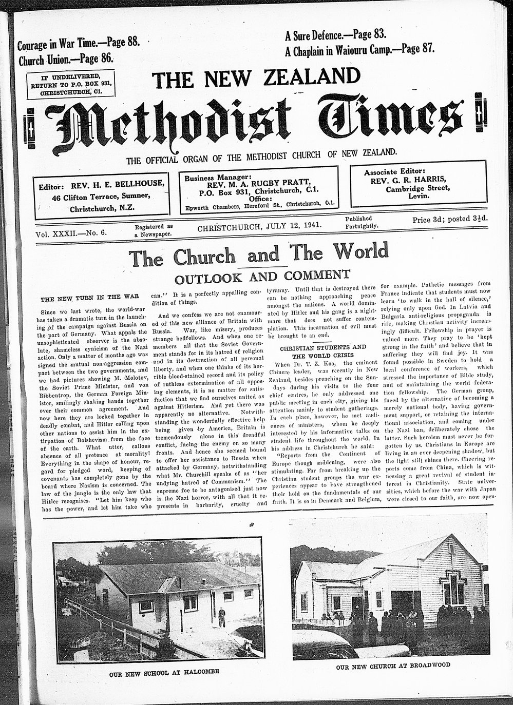 The New Zealand Methodist Times: 12th July 1941