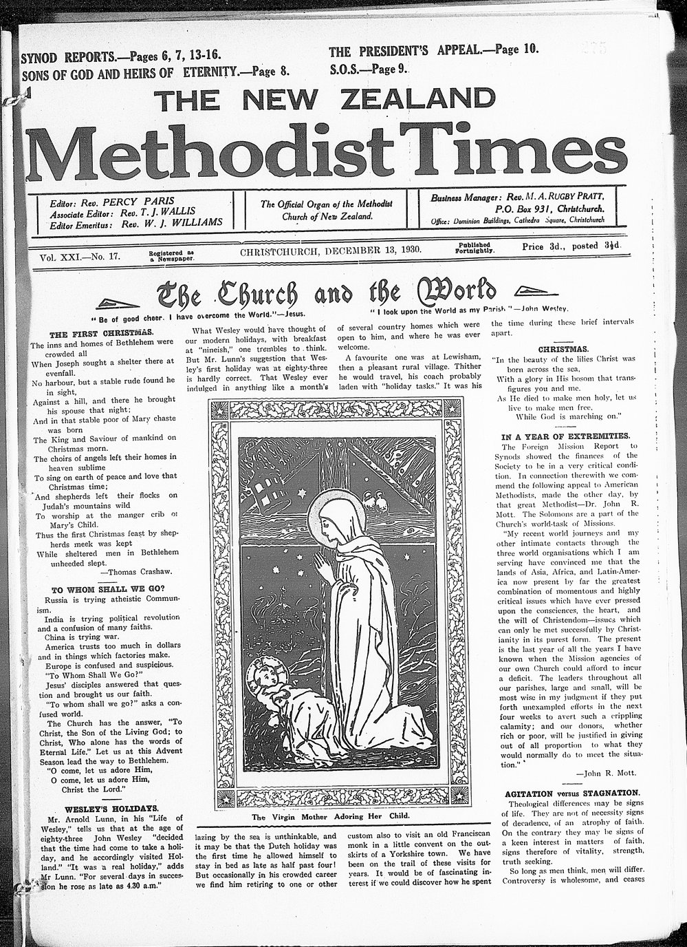 The New Zealand Methodist Times: 13th December 1930