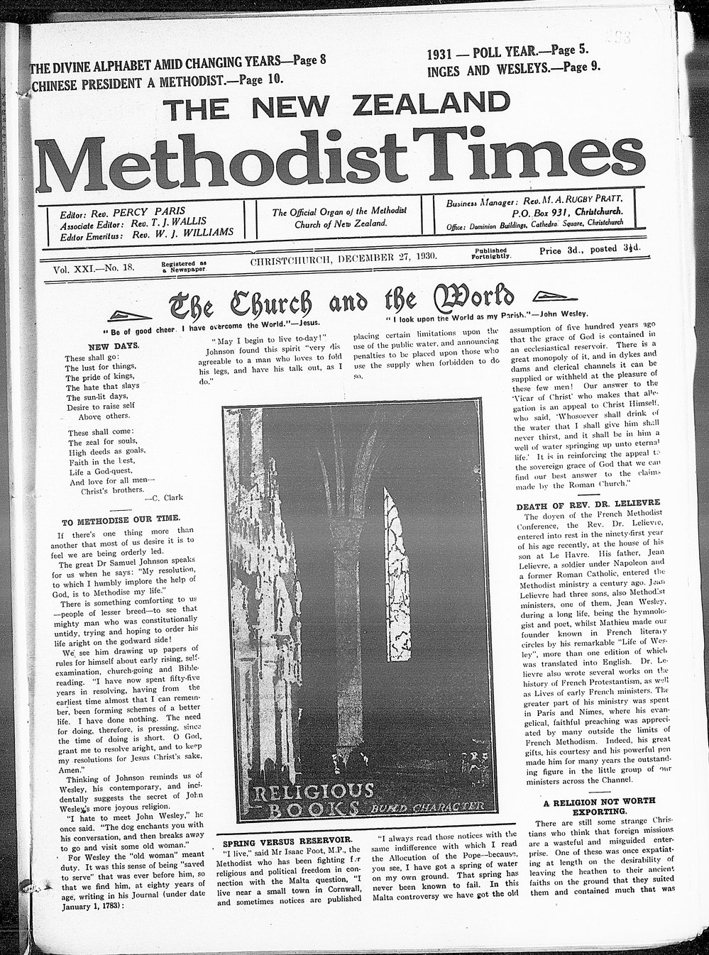The New Zealand Methodist Times: 27th December 1930