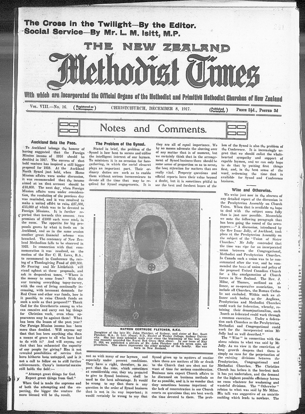 The New Zealand Methodist Times: 8th December 1917