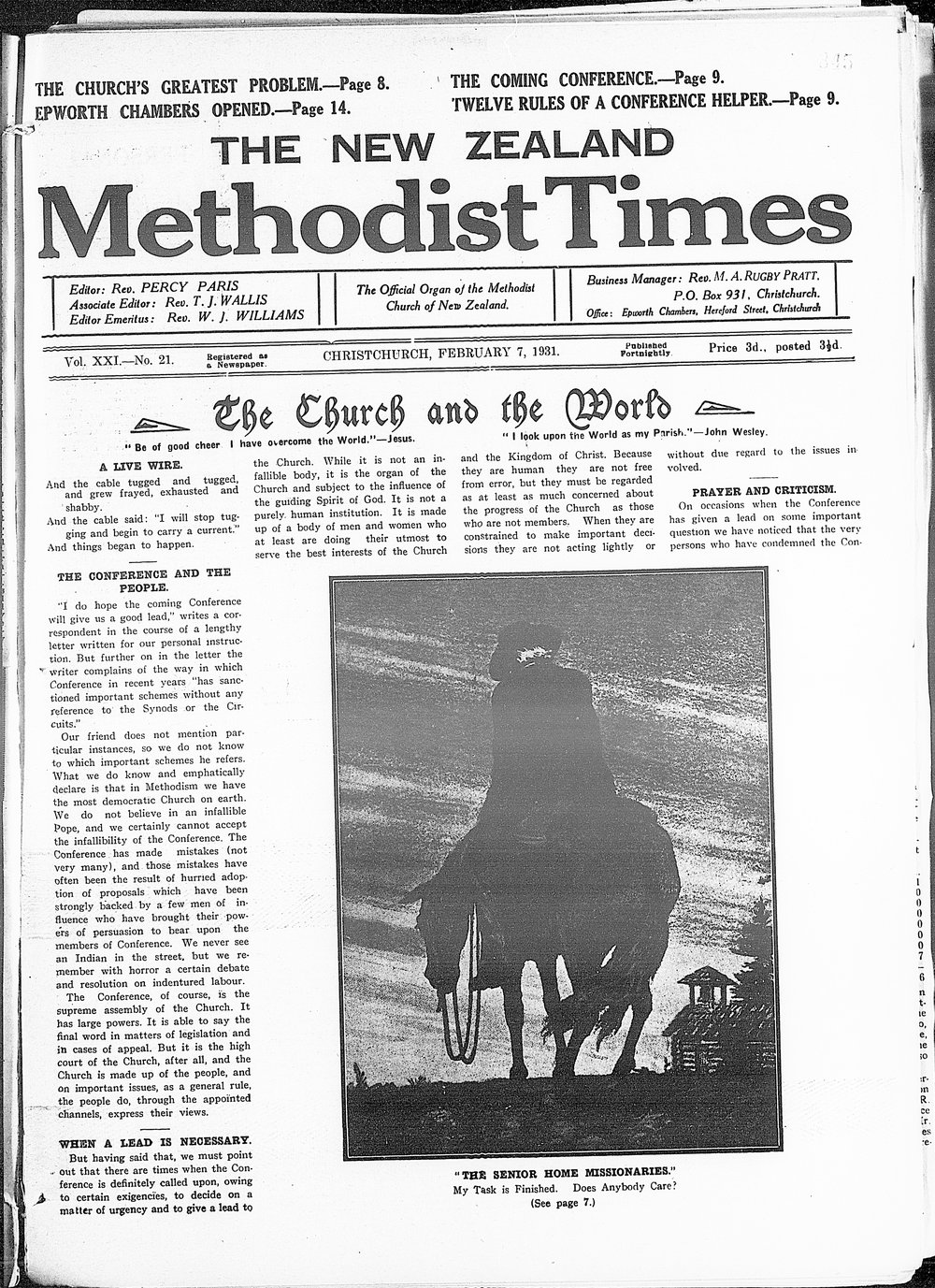 The New Zealand Methodist Times: 7th February 1931