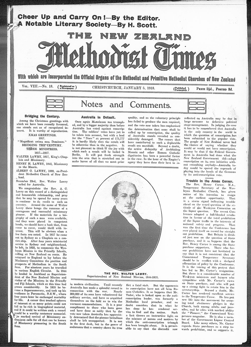 The New Zealand Methodist Times: 5th January 1918