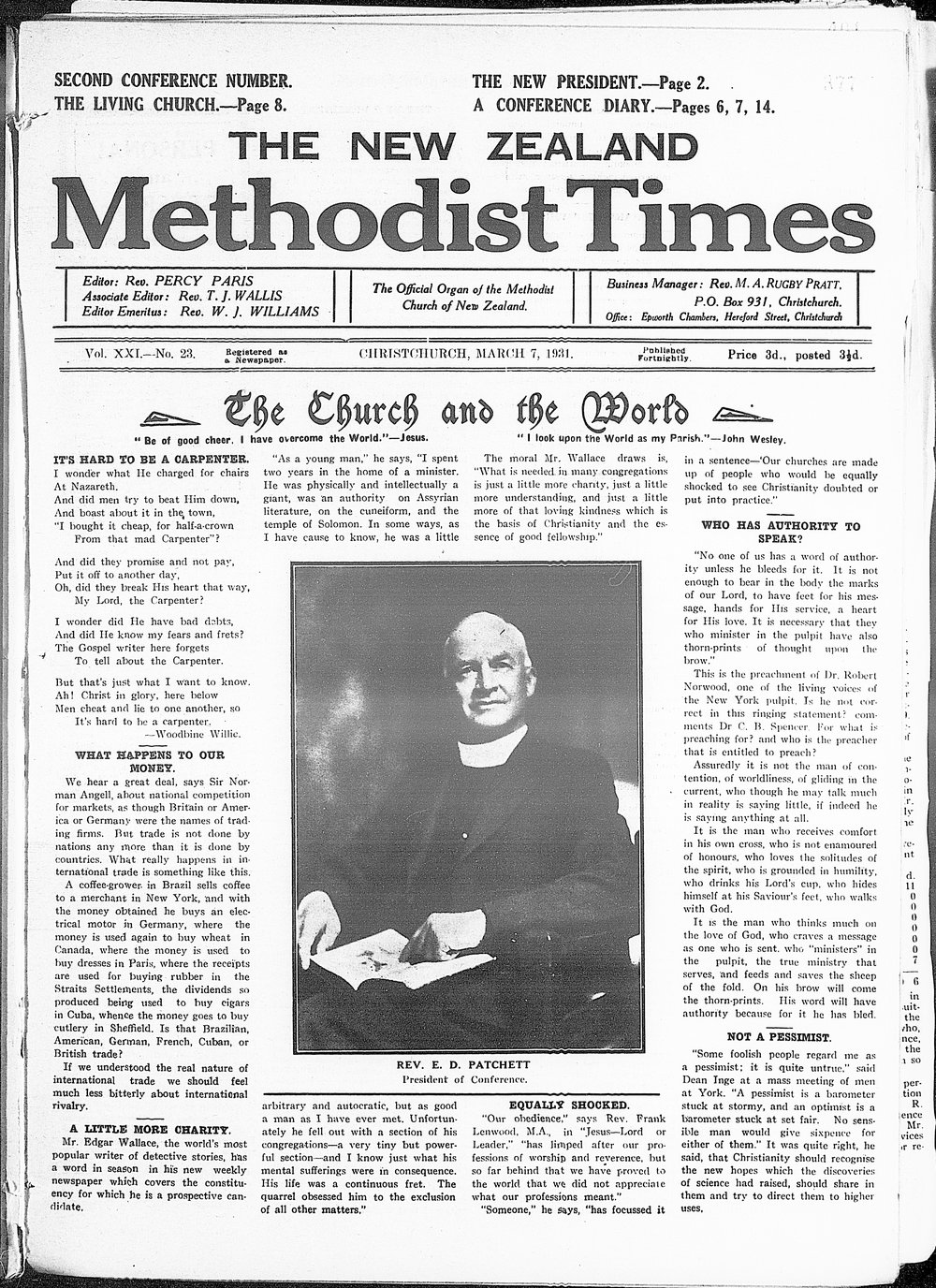 The New Zealand Methodist Times: 7th March 1931
