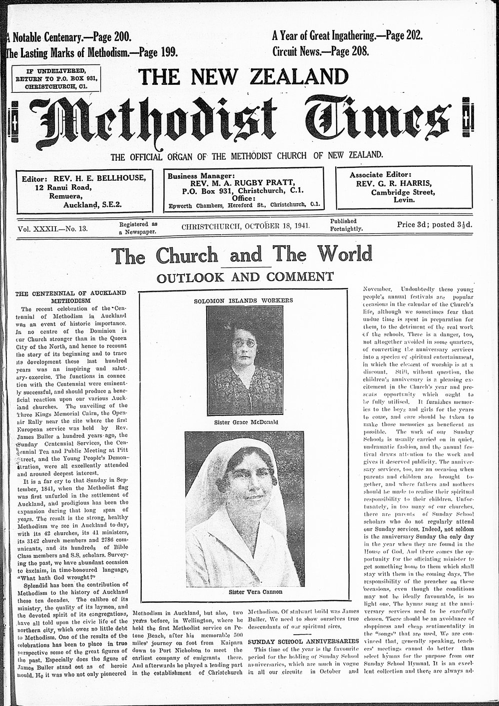 The New Zealand Methodist Times: 18th October 1941