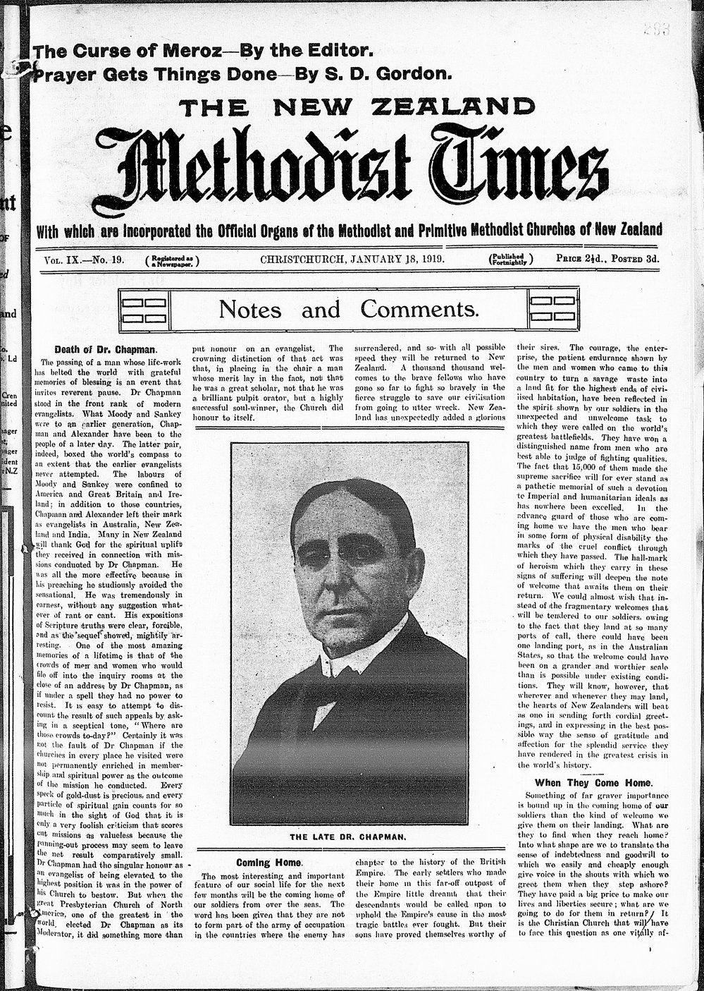The New Zealand Methodist Times: 18th January 1919