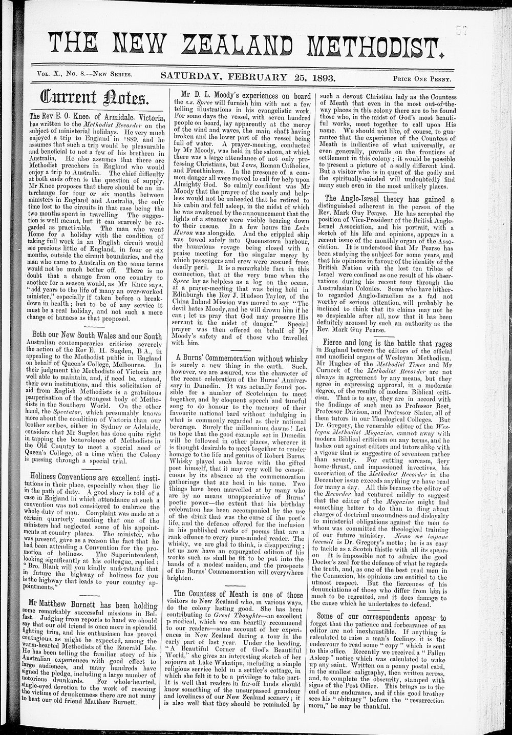 The New Zealand Methodist Times: 25th February 1893