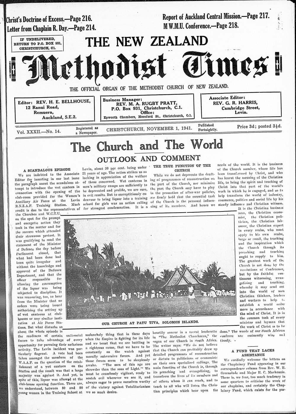 The New Zealand Methodist Times: 1st November 1941