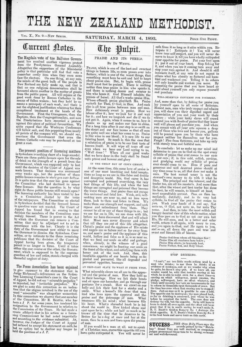 The New Zealand Methodist Times: 4th March 1893