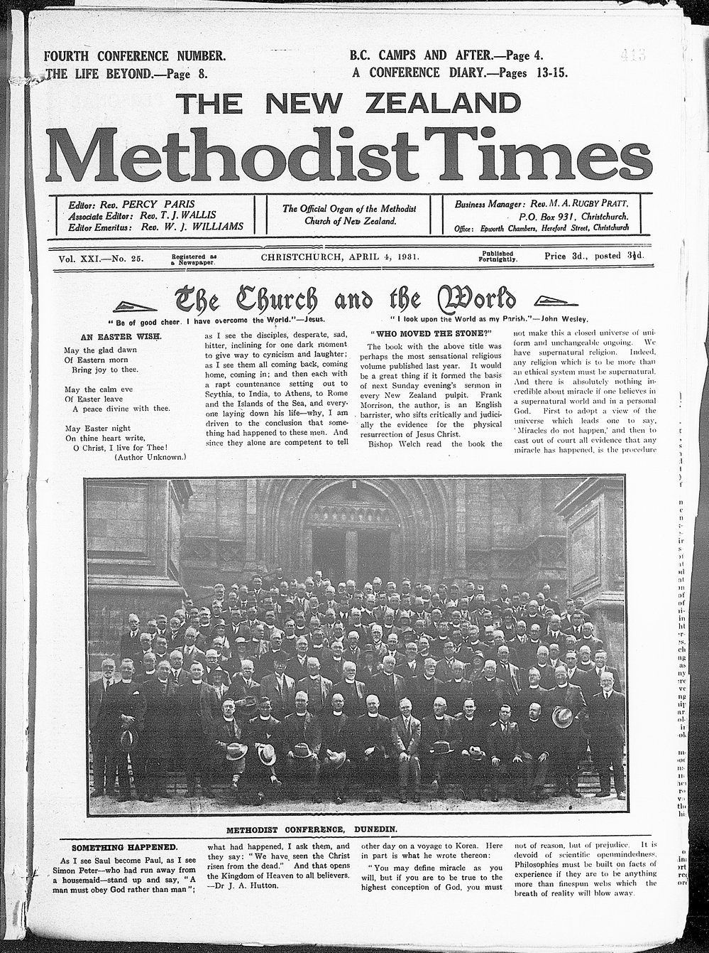 The New Zealand Methodist Times: 4th April 1931