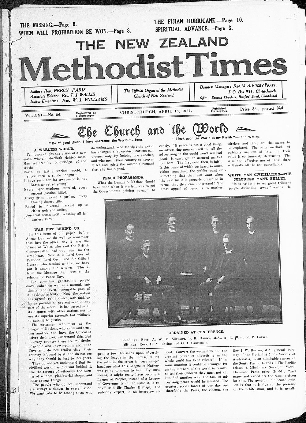 The New Zealand Methodist Times: 18th April 1931