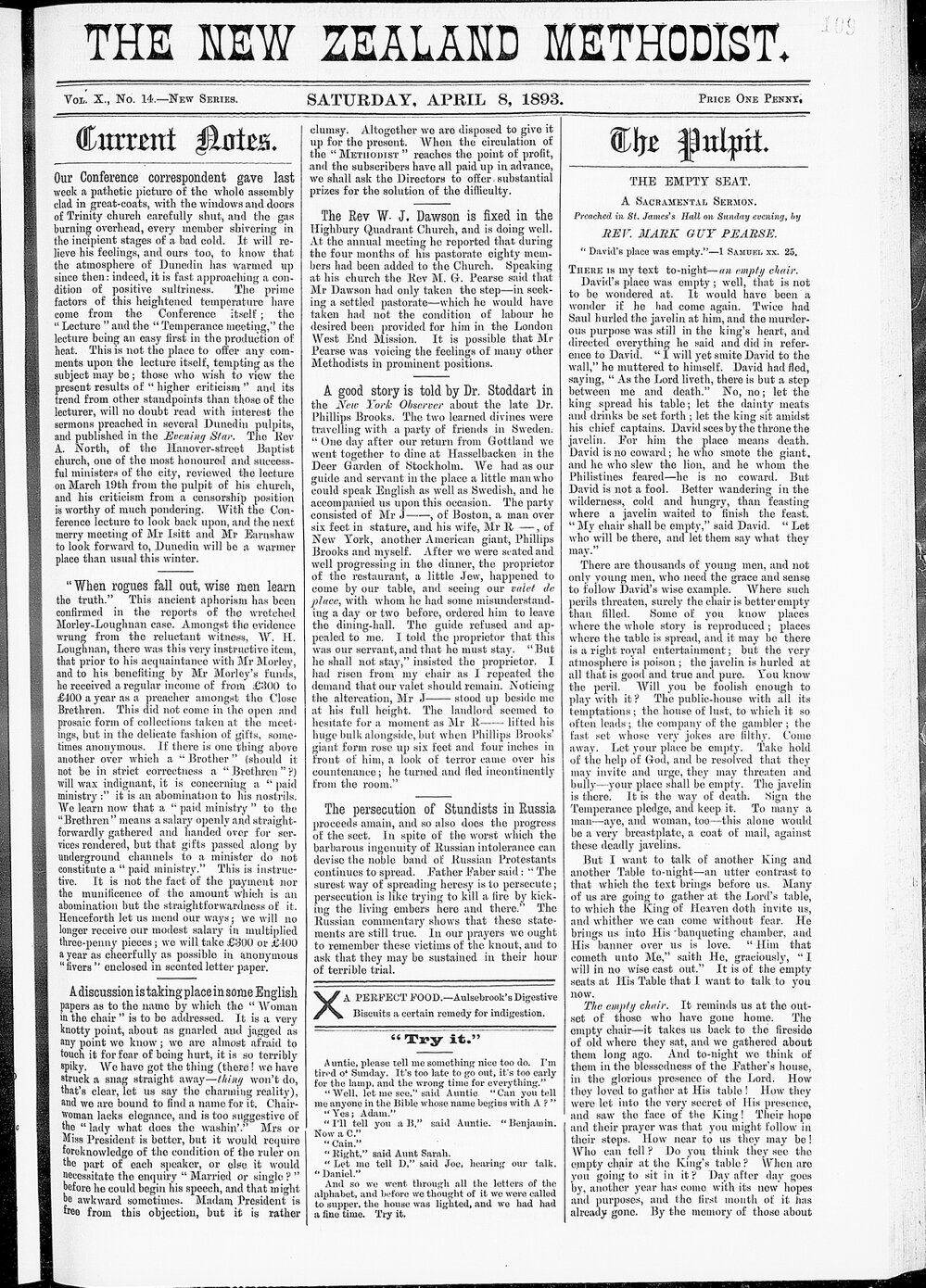 The New Zealand Methodist Times: 8th April 1893