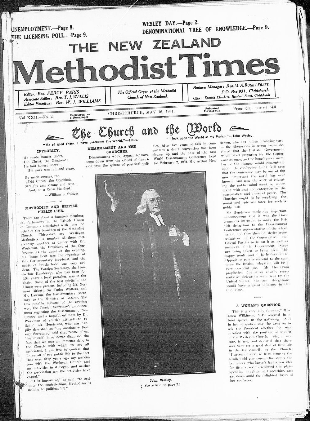 The New Zealand Methodist Times: 16th May 1931