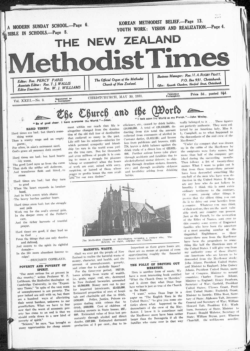 The New Zealand Methodist Times: 30th May 1931