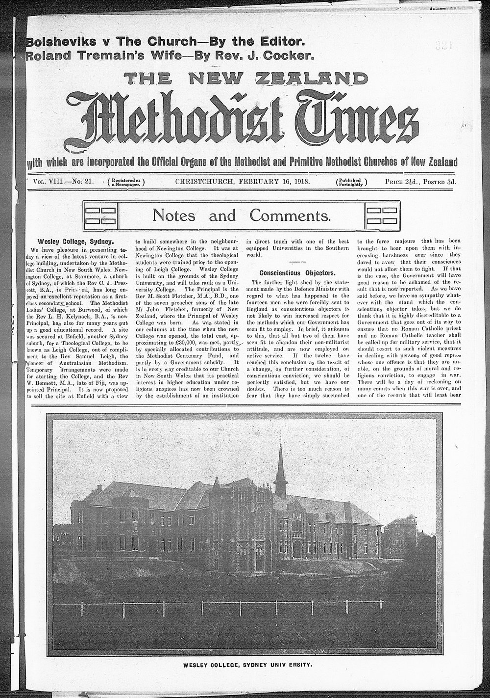 The New Zealand Methodist Times: 16th February 1918