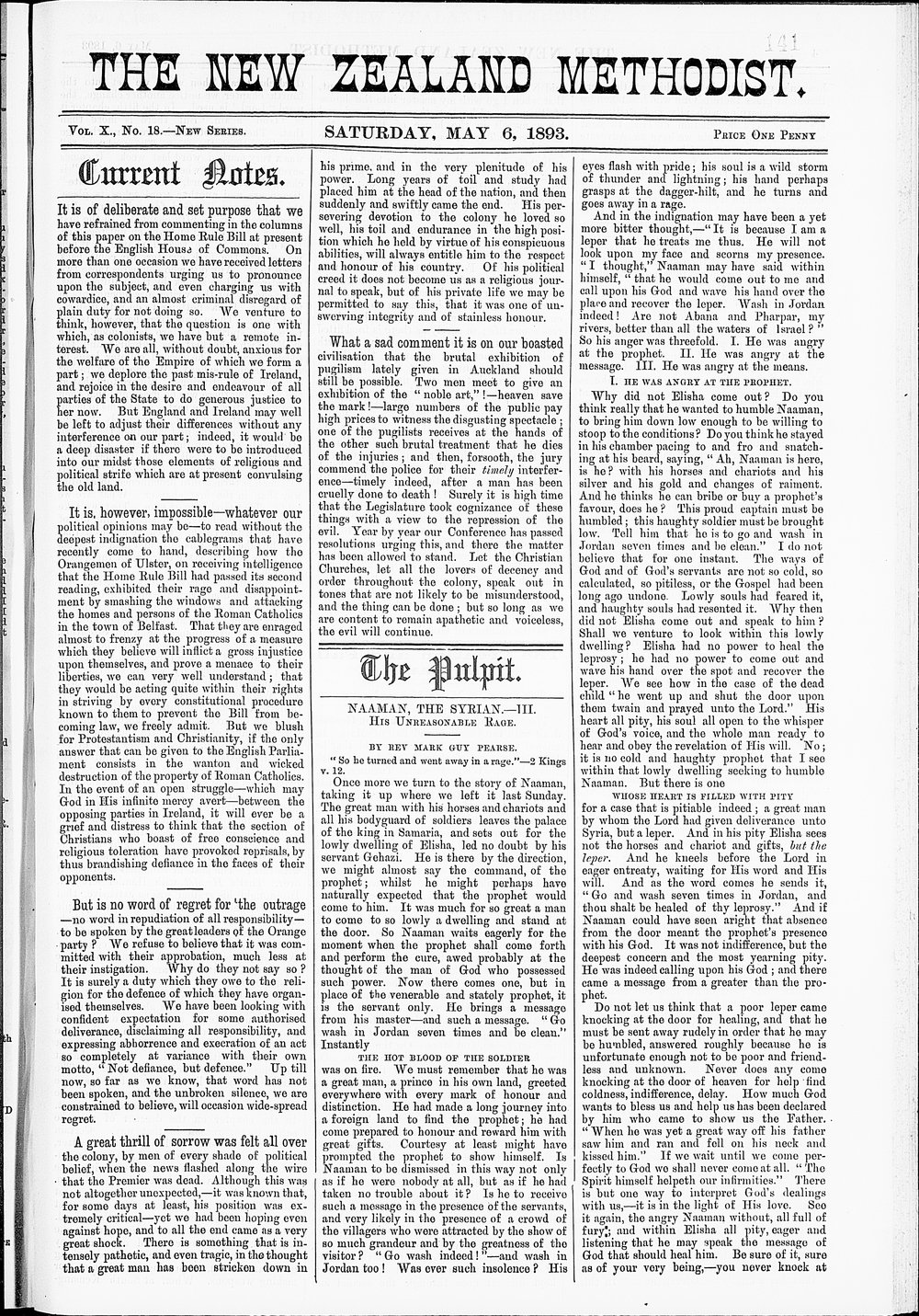 The New Zealand Methodist Times: 6th May 1893