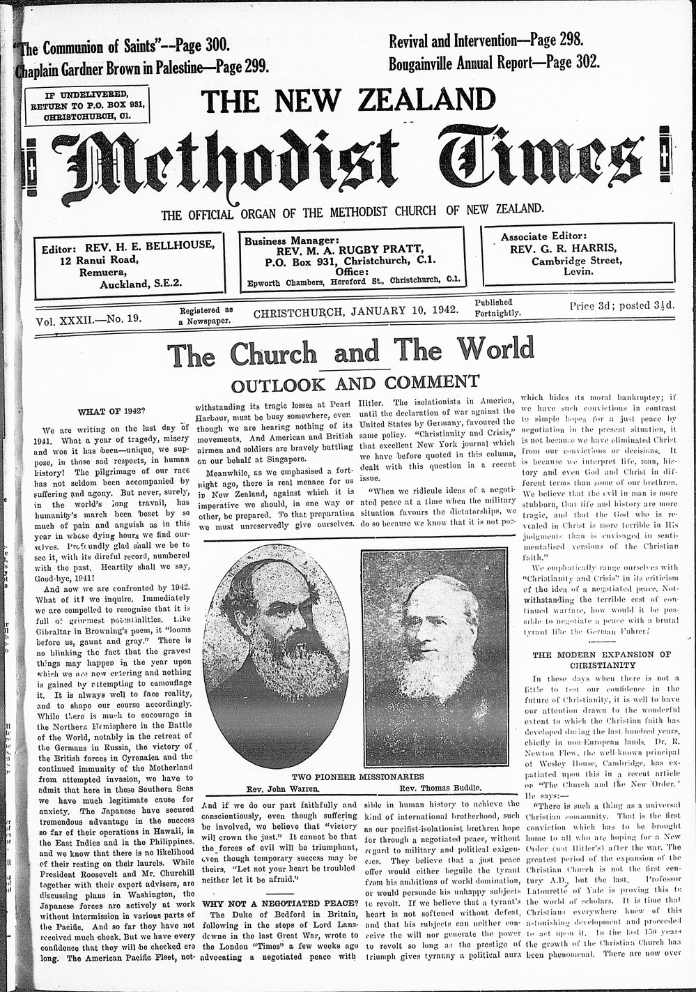 The New Zealand Methodist Times: 10th January 1942