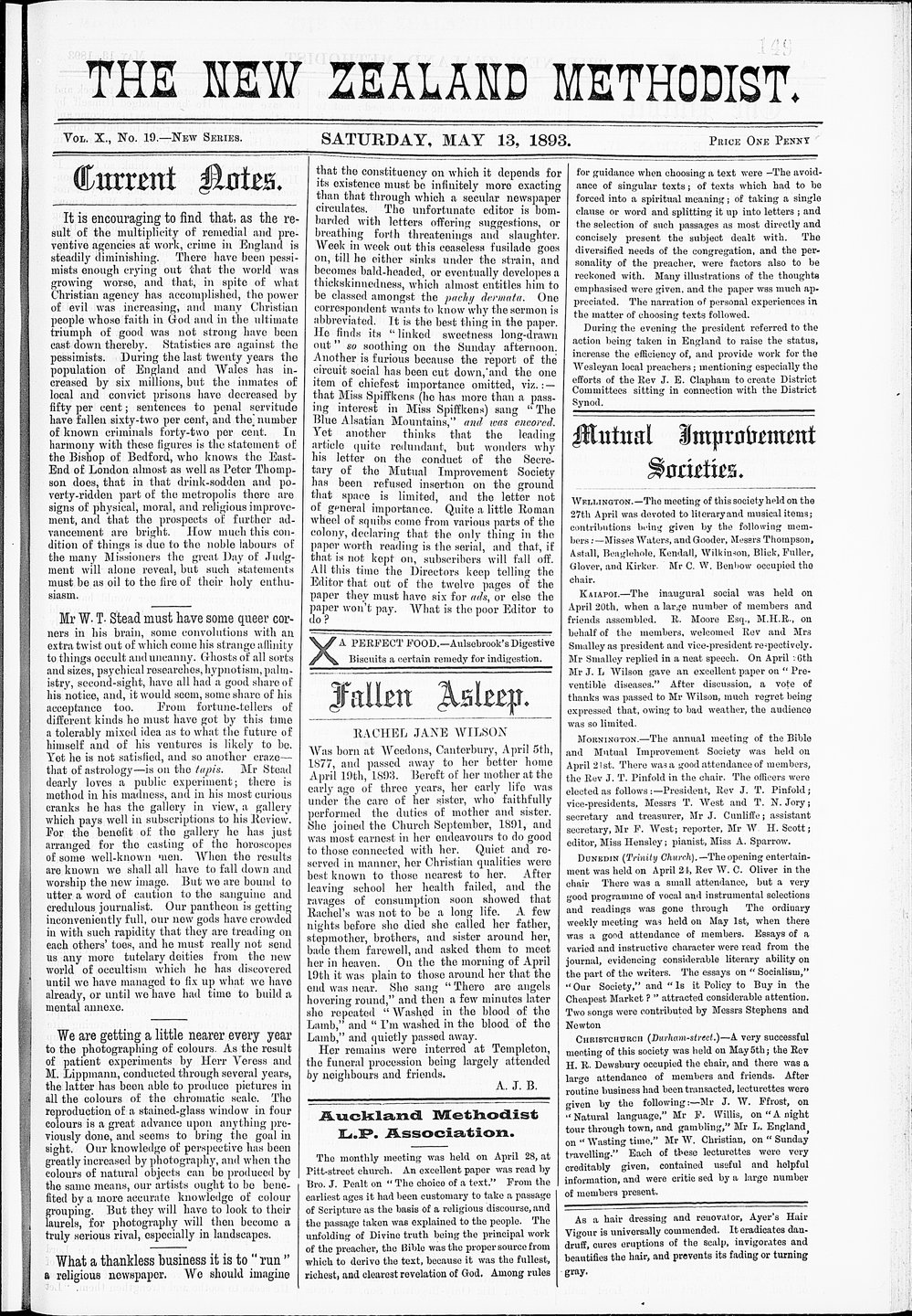 The New Zealand Methodist Times: 13th May 1893