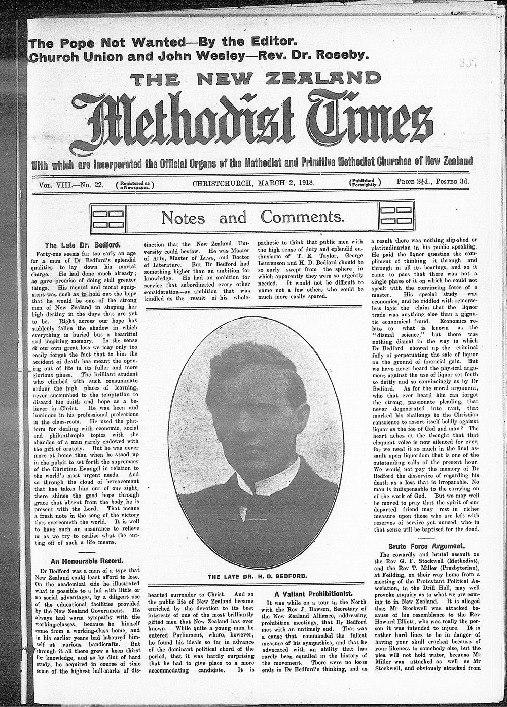 The New Zealand Methodist Times: 2nd March 1918