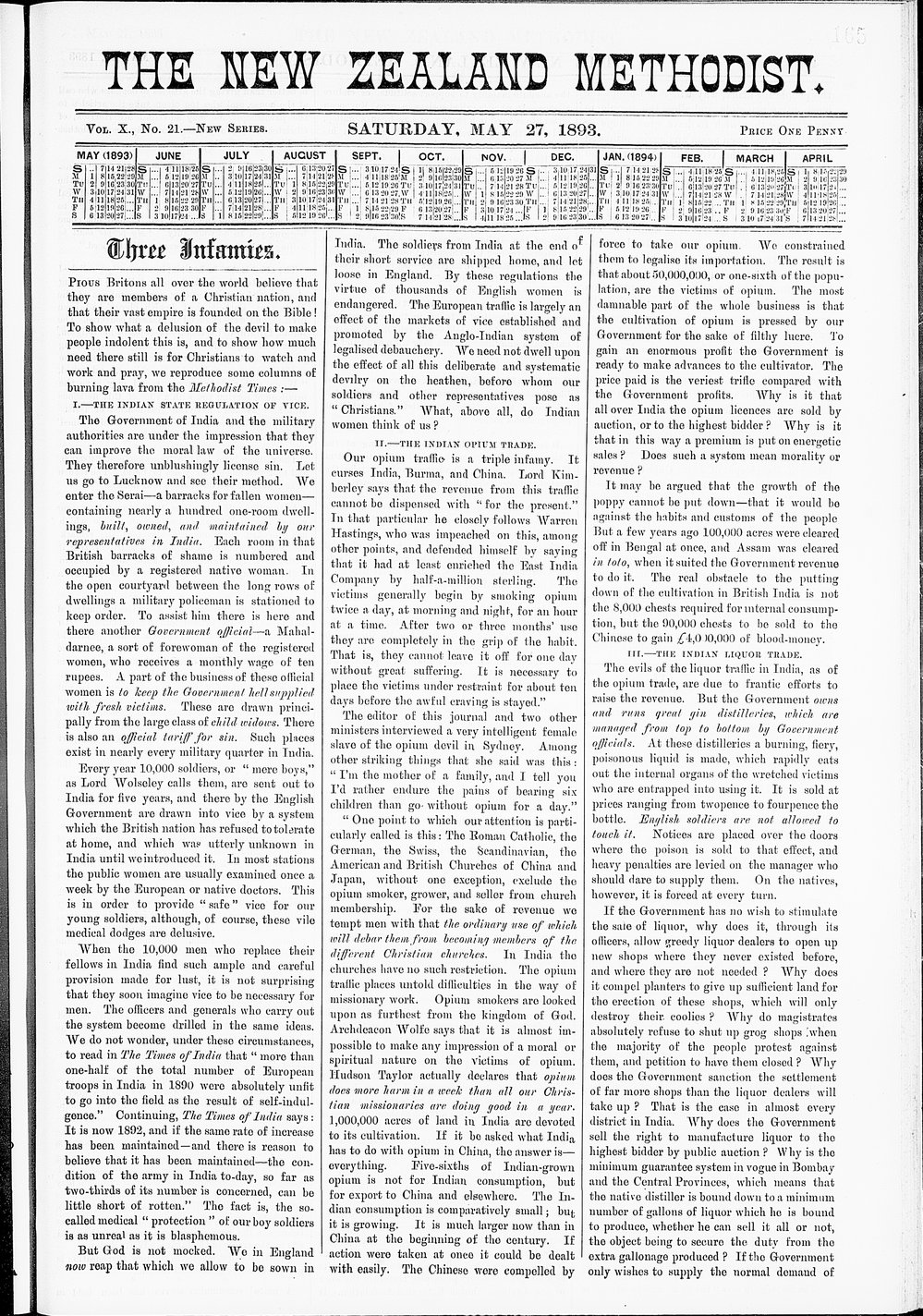 The New Zealand Methodist Times: 27th May 1893