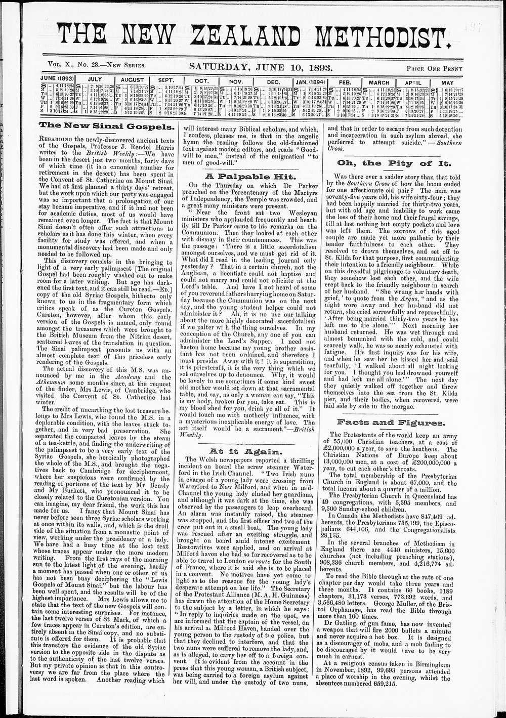 The New Zealand Methodist Times: 10th June 1893