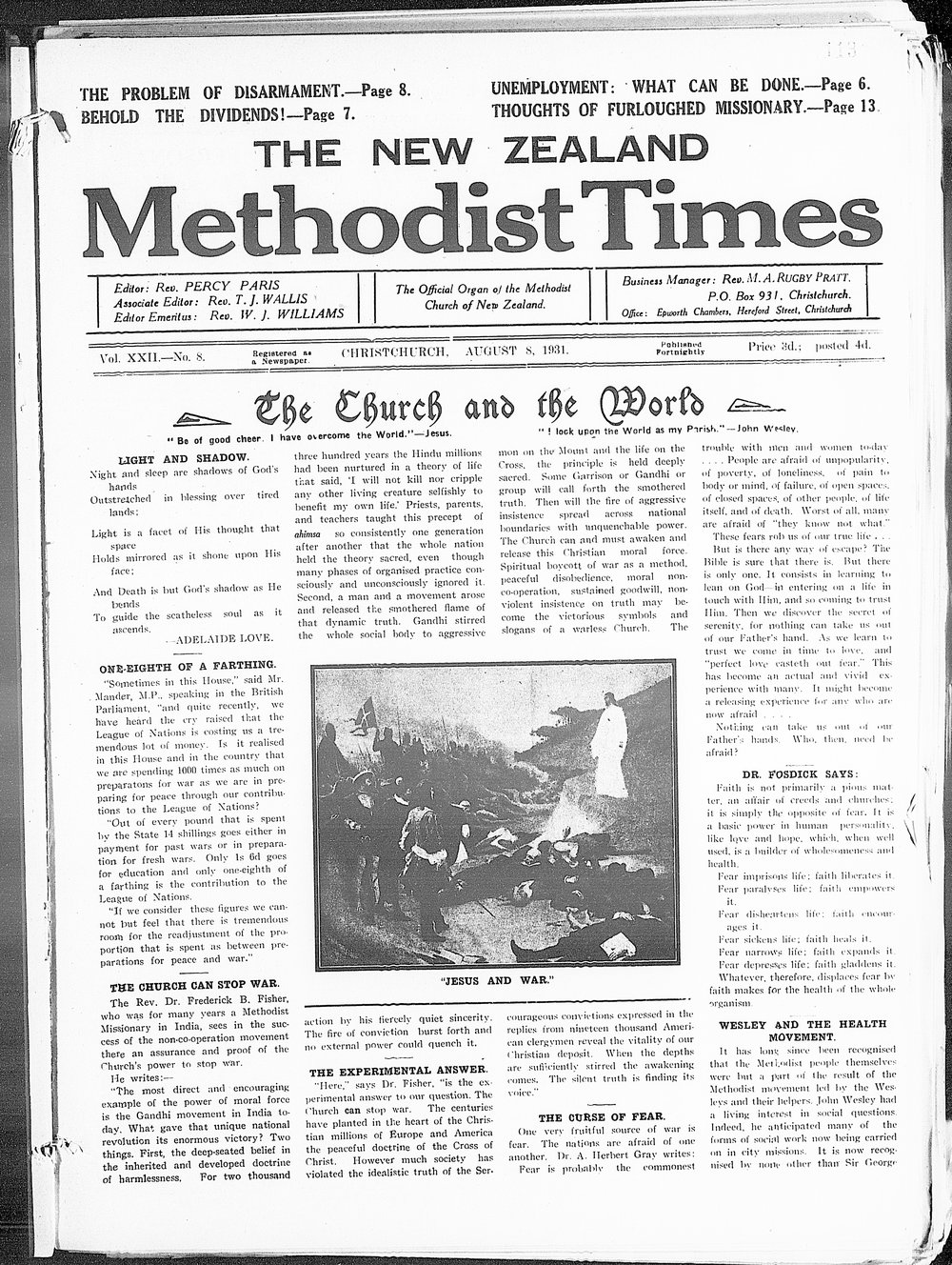 The New Zealand Methodist Times: 8th August 1931