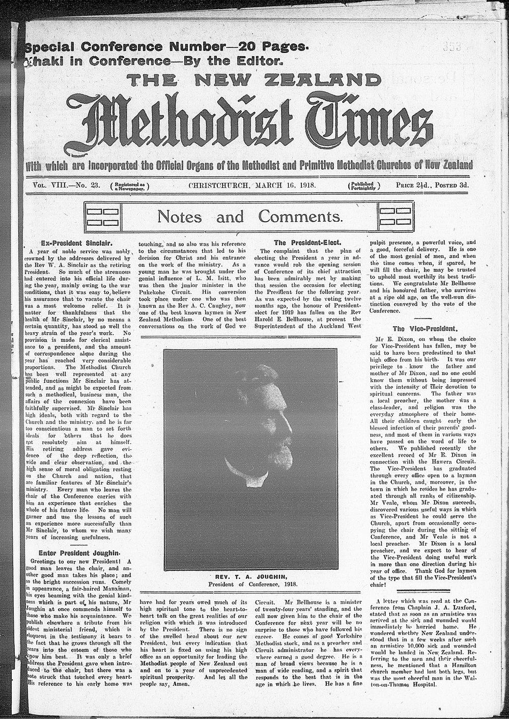 The New Zealand Methodist Times: 16th March 1918
