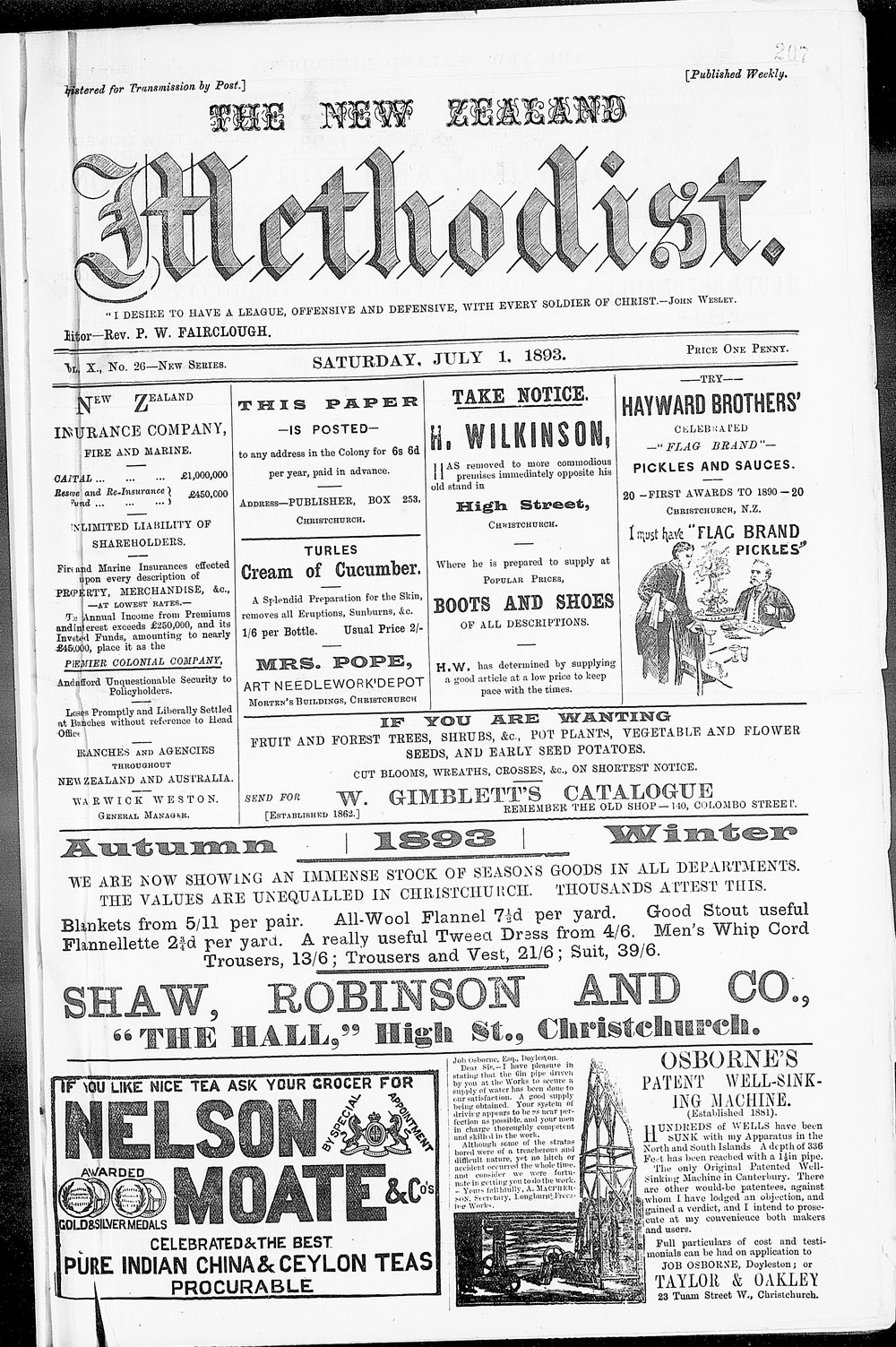 The New Zealand Methodist Times: 1st July 1893