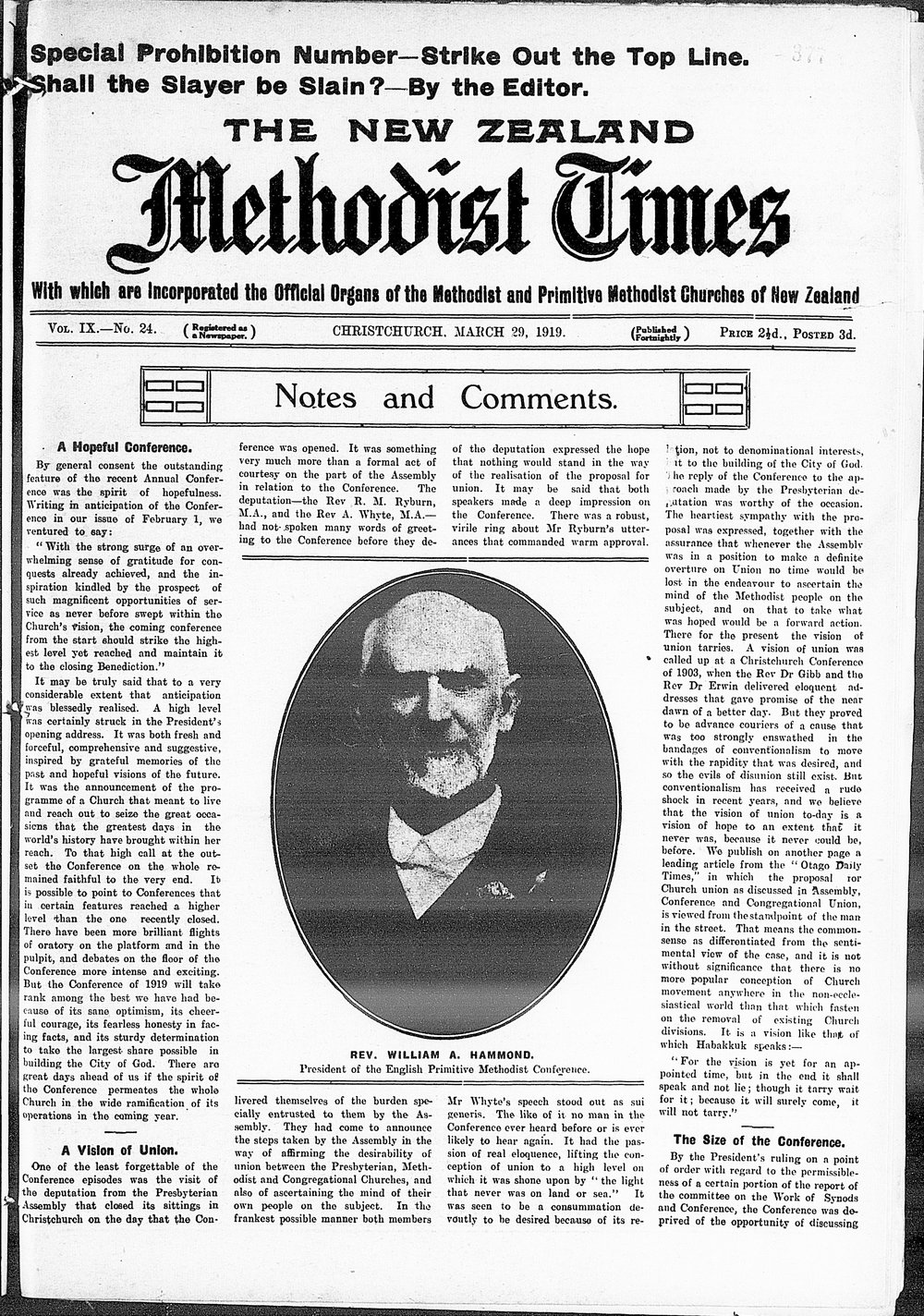 The New Zealand Methodist Times: 29th March 1919