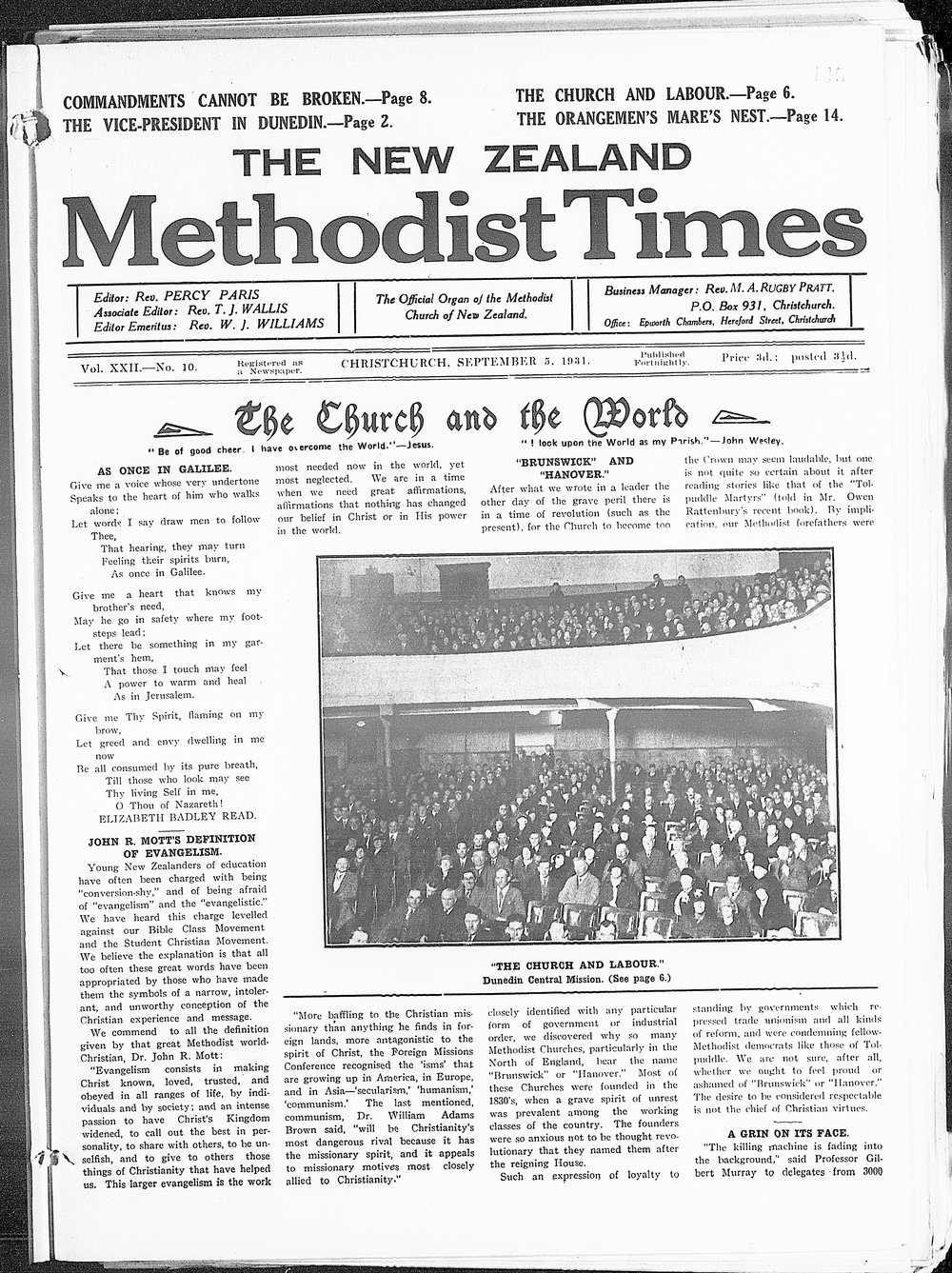 The New Zealand Methodist Times: 5th September 1931