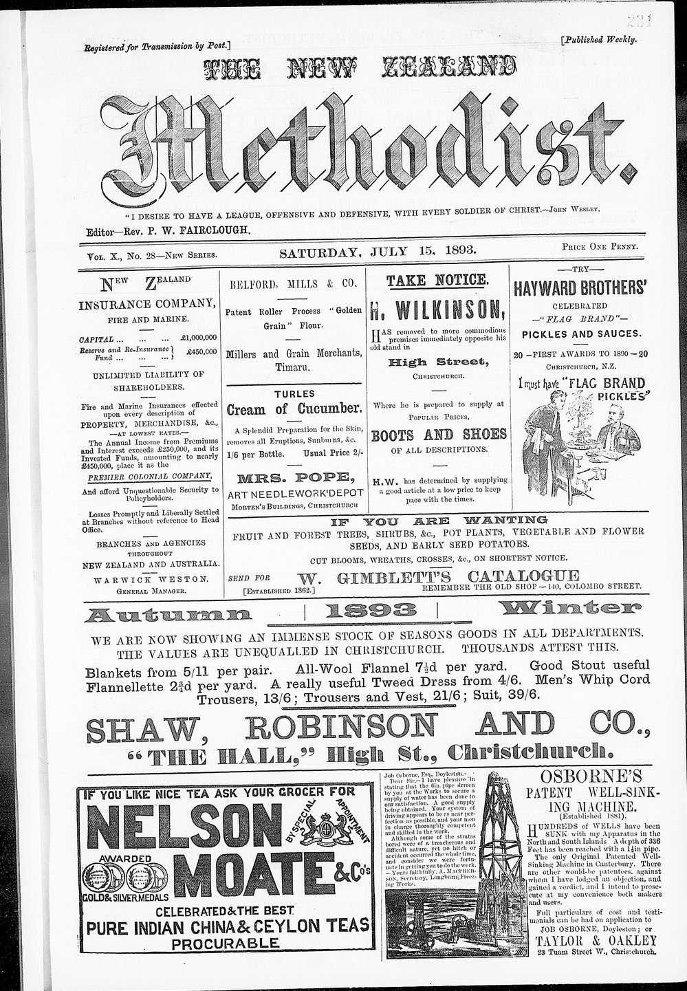 The New Zealand Methodist Times: 15th July 1893