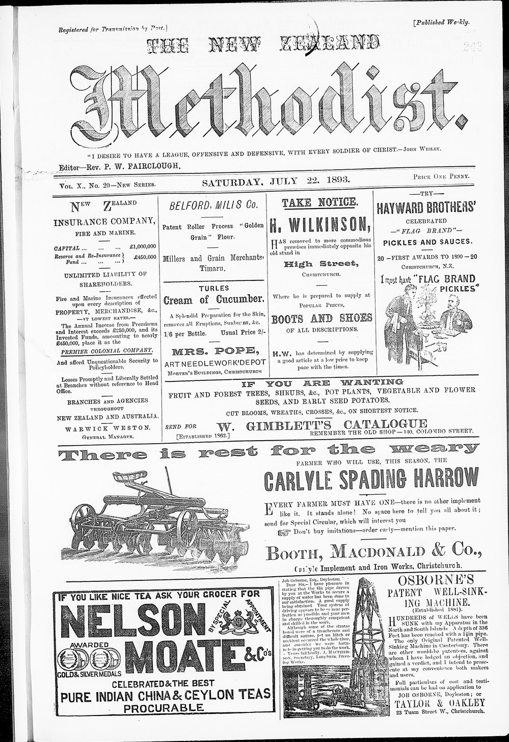 The New Zealand Methodist Times: 22nd July 1893