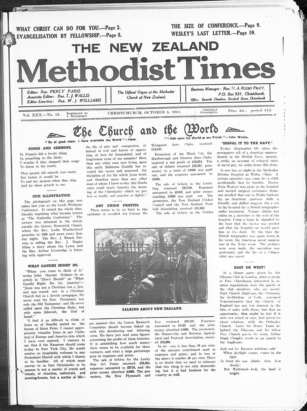 The New Zealand Methodist Times: 3rd October 1931
