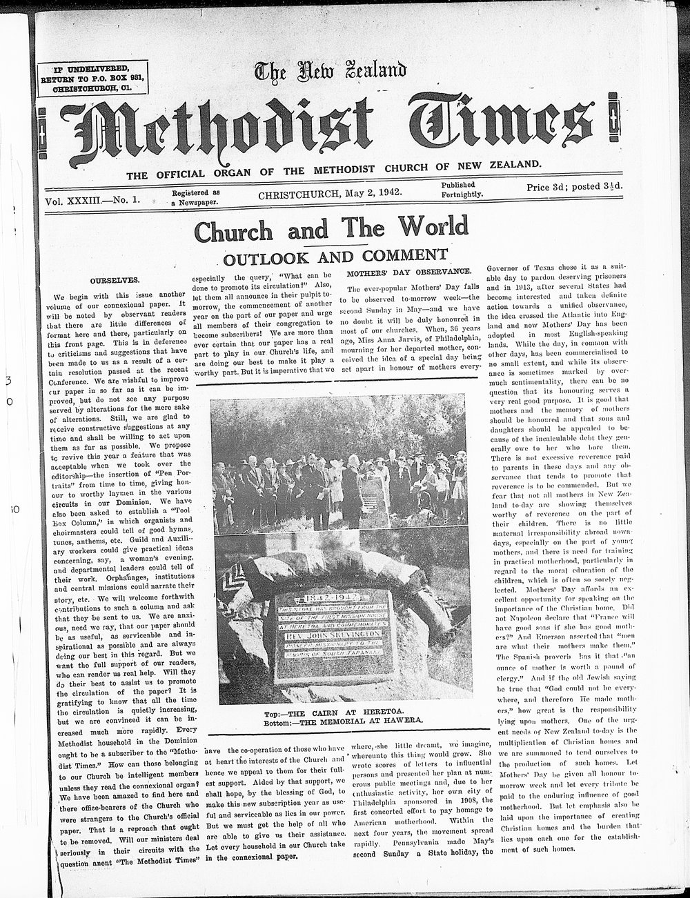 The New Zealand Methodist Times: 2nd May 1942