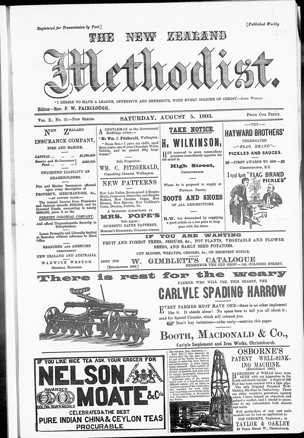 The New Zealand Methodist Times: 5th August 1893
