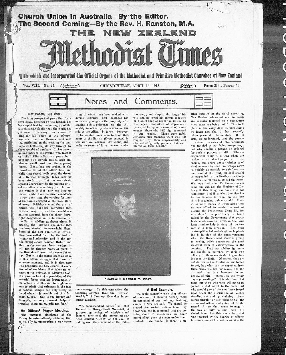 The New Zealand Methodist Times: 13th April 1918