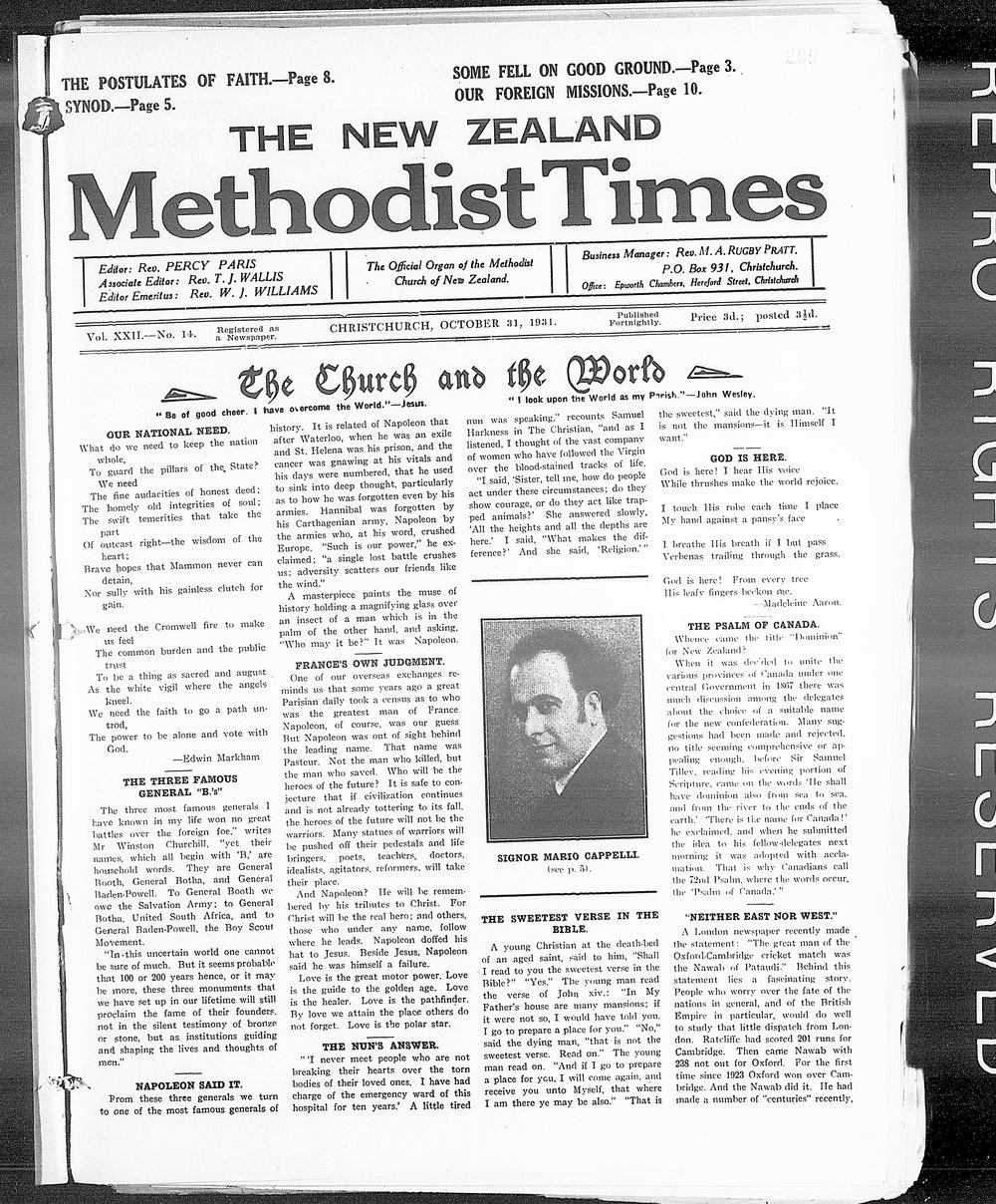 The New Zealand Methodist Times: 31st October 1931