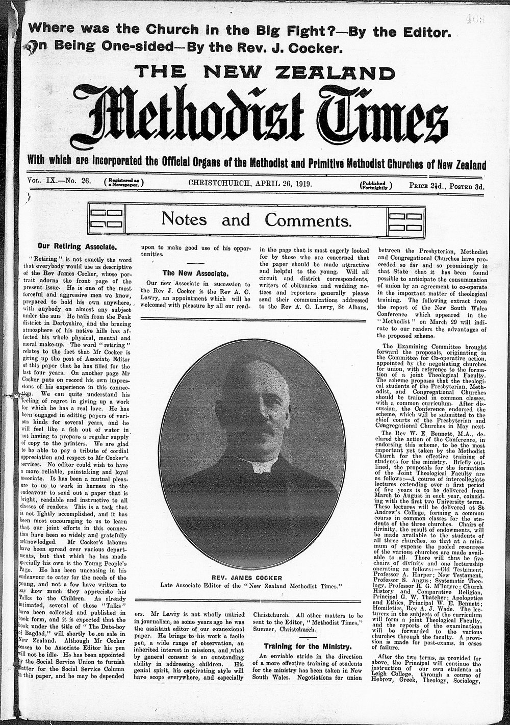 The New Zealand Methodist Times: 26th April 1919